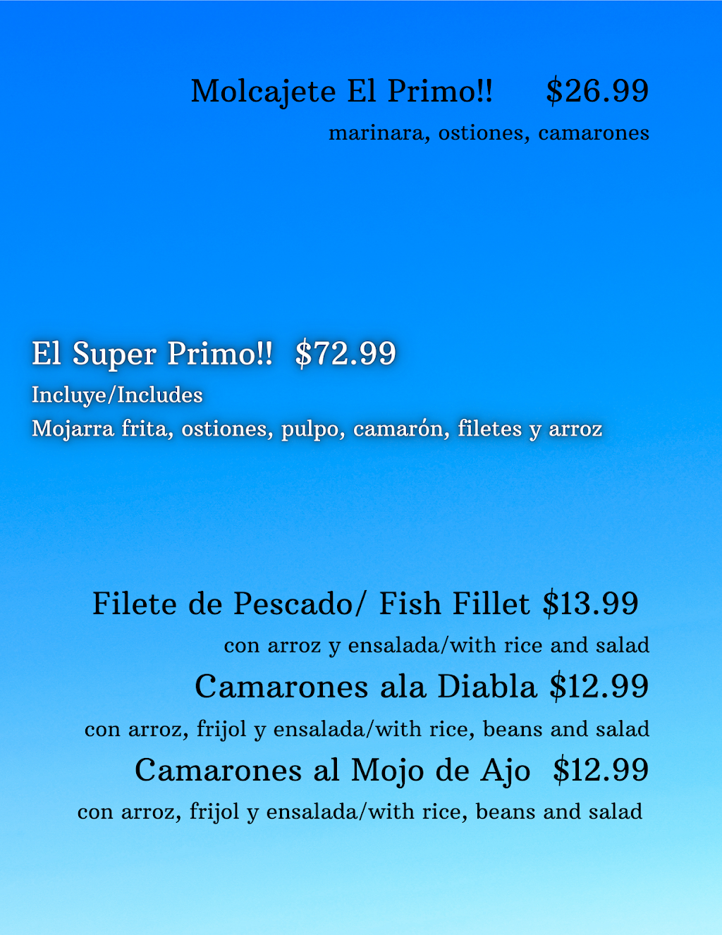 Taqueria Y Mariscos El Primo llc | restaurant | 27 W Main St, Hartford, MI 49057, USA | 2693083047 OR +1 269-308-3047