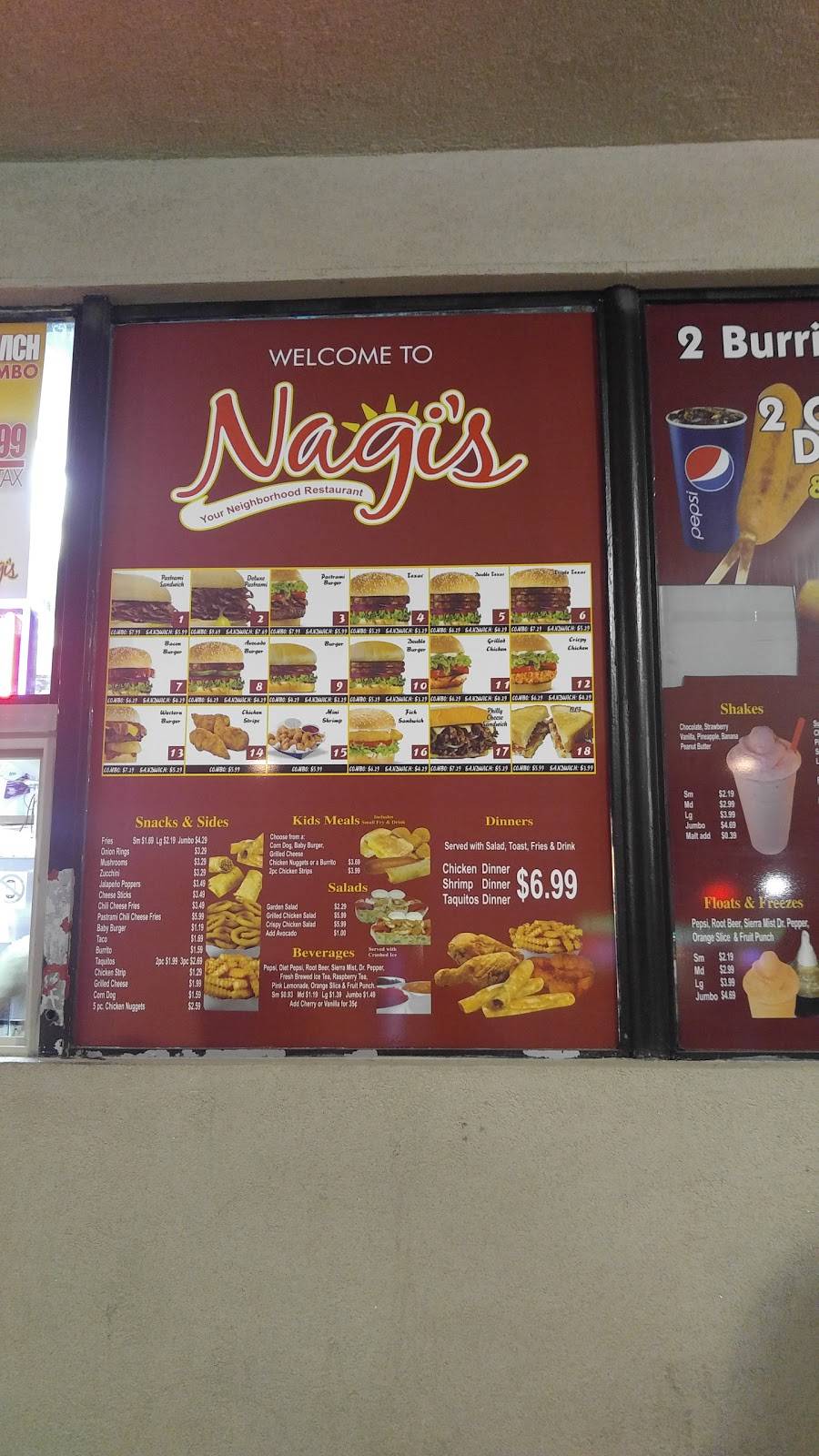 Nagis Burgers | restaurant | 400 Brundage Ln, Bakersfield, CA 93304, USA | 6613226266 OR +1 661-322-6266