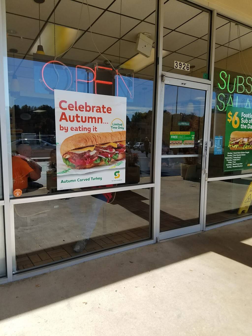 Subway | restaurant | 3926 N Druid Hills Rd NE, Decatur, GA 30033, USA | 4046349912 OR +1 404-634-9912