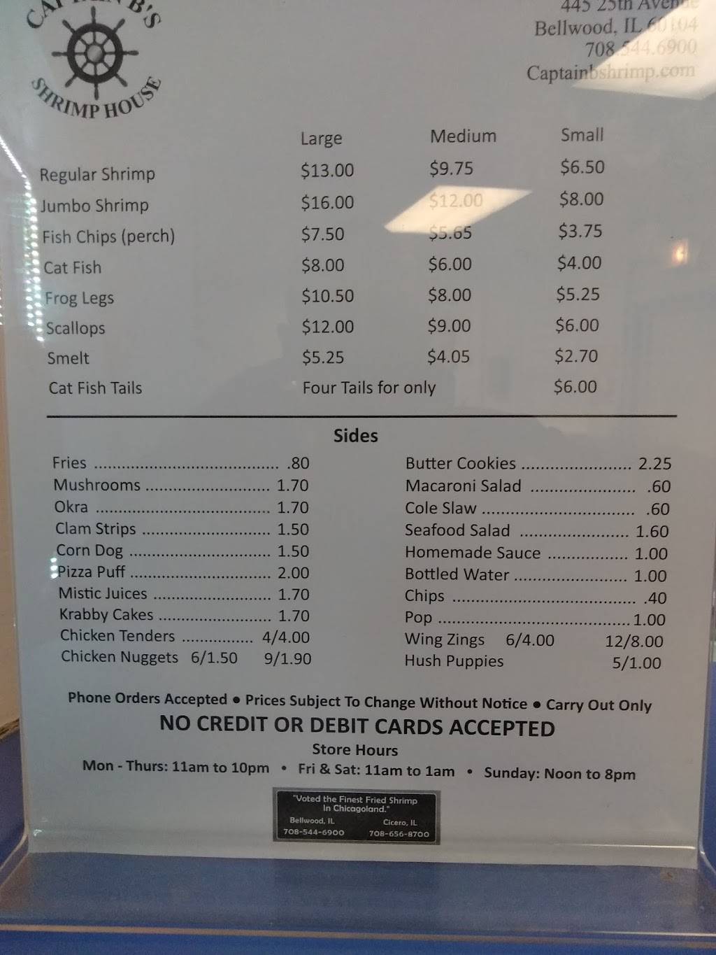 Captain Bs Shrimp House II | restaurant | 445 25th Ave, Bellwood, IL 60104, USA | 7085446900 OR +1 708-544-6900