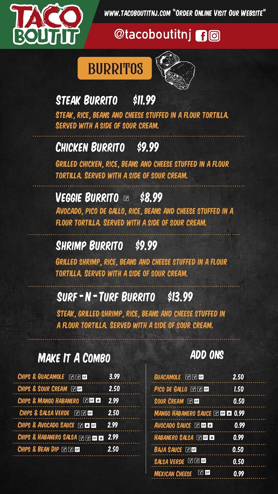 Taco Bout It | restaurant | 27 Greenbrook Rd Suite E, North Plainfield, NJ 07060, USA | 9082222667 OR +1 908-222-2667