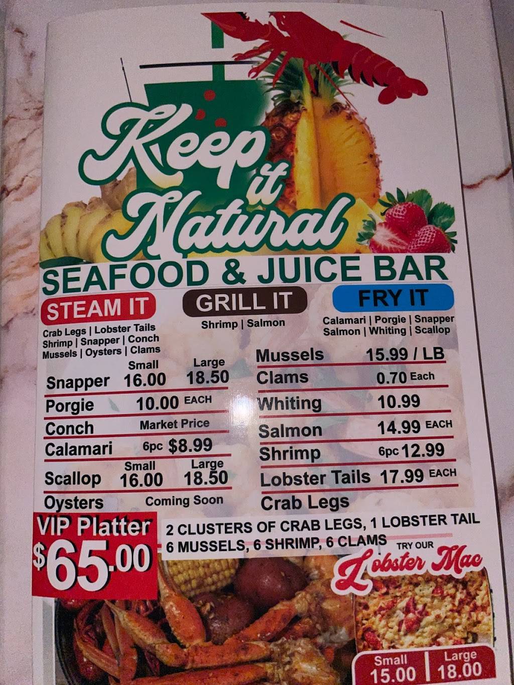 Keep It Natural Seafood & Juicebar | restaurant | 10416 Flatlands Ave, Brooklyn, NY 11236, USA | 7188725045 OR +1 718-872-5045