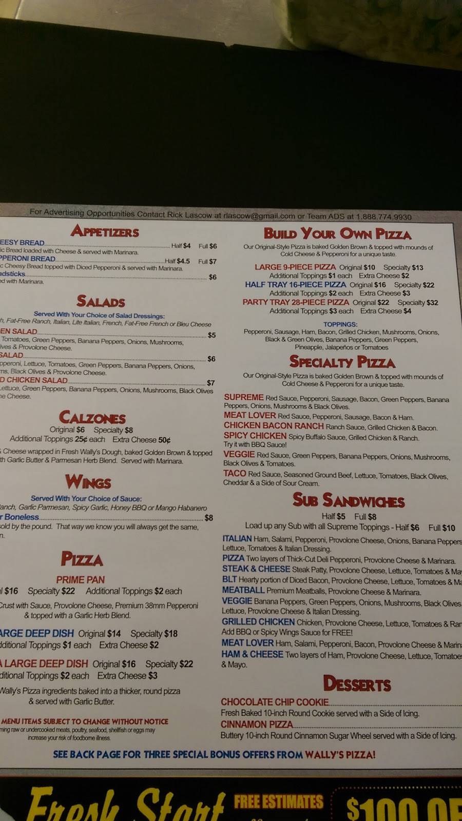 Wallys Pizza | restaurant | 805 Miller St, Caldwell, OH 43724, USA | 7407324241 OR +1 740-732-4241
