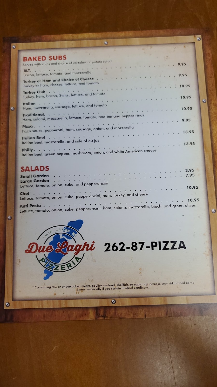 Due Laghi Pizzeria | meal takeaway | 405 N Lake Ave, Twin Lakes, WI 53181, USA | 2628774992 OR +1 262-877-4992