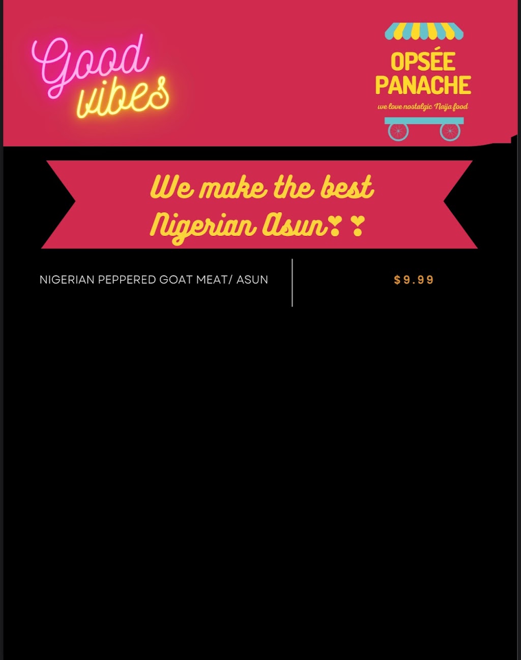 Best Nigerian Asun - Opsée Panache | restaurant | 29710 N Legends Village Ln, Spring, TX 77386, USA | 2813231594 OR +1 281-323-1594