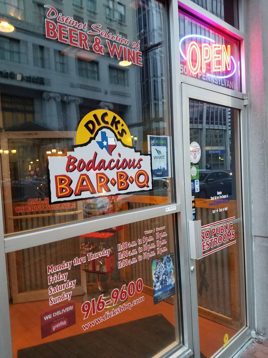 Dicks Bodacious Bar-B-Q | restaurant | 50 N Pennsylvania St, Indianapolis, IN 46204, USA | 3179169600 OR +1 317-916-9600