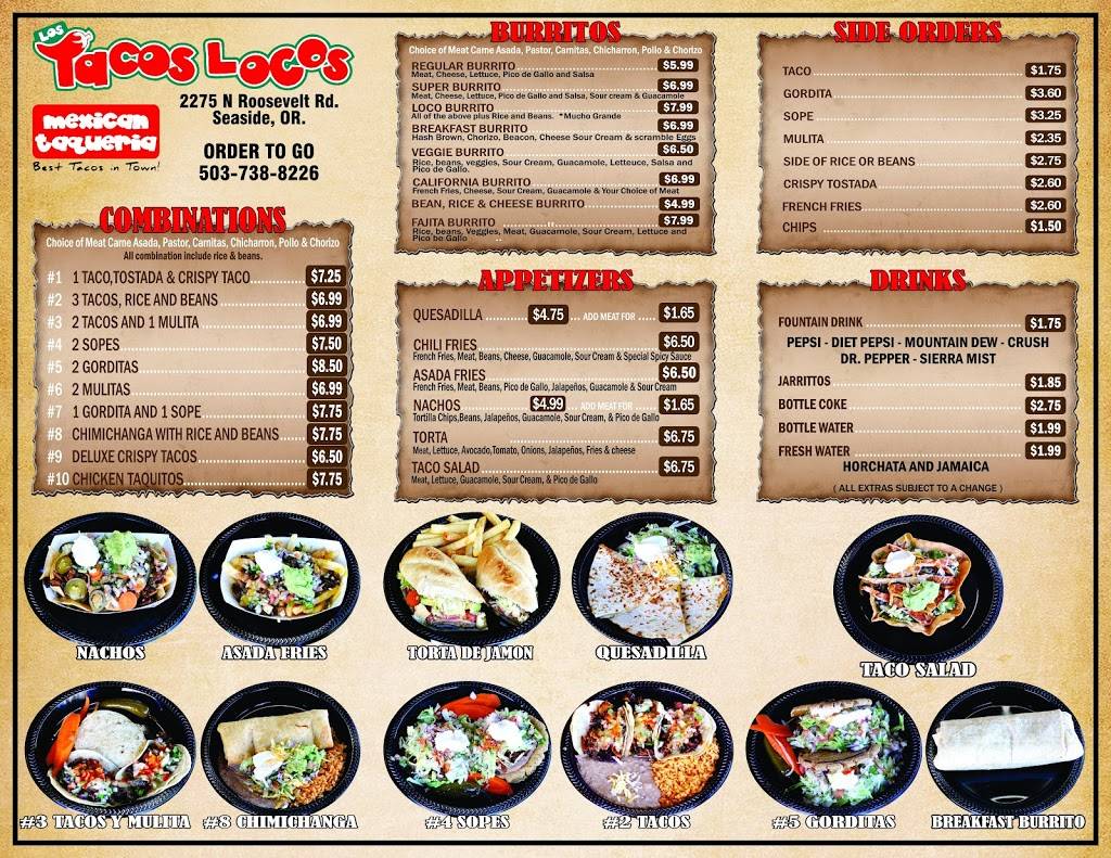 Los Tacos Locos | restaurant | 2275 N Roosevelt Dr, Seaside, OR 97138, USA | 5037388226 OR +1 503-738-8226
