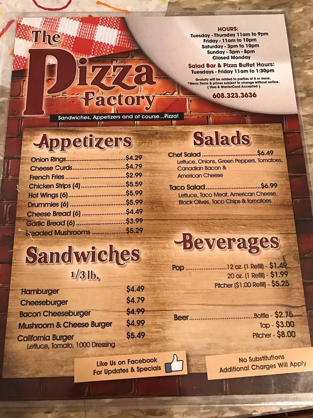 Pizza Factory | meal takeaway | 116 E Main St, Arcadia, WI 54612, USA | 6083233636 OR +1 608-323-3636