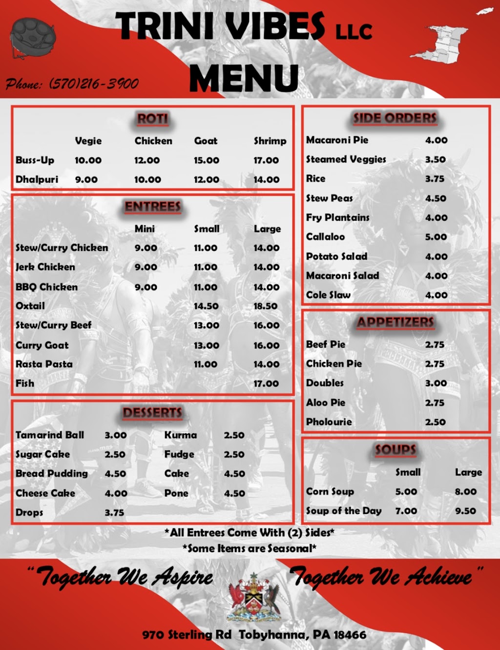 Trini Vibes Caribbean Cuisine LLC | restaurant | 970 Sterling Rd Unit 2, Tobyhanna, PA 18466, USA | 5709728201 OR +1 570-972-8201