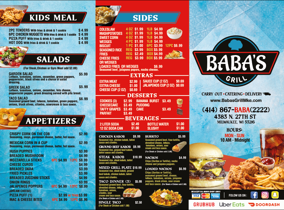 BABAS GRILL | restaurant | 4383 N 27th St, Milwaukee, WI 53216, USA | 4148672222 OR +1 414-867-2222