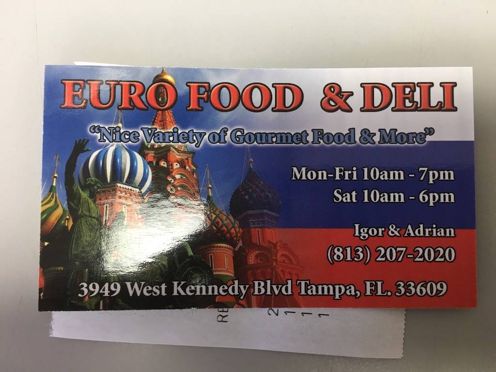 Euro Food & Deli | restaurant | 3949 W Kennedy Blvd, Tampa, FL 33609, USA | 8132072020 OR +1 813-207-2020