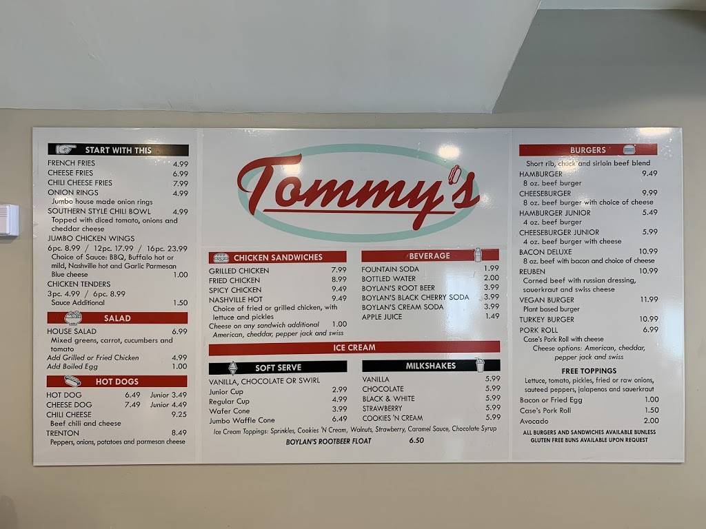 Tommys Burger And Dogs | restaurant | 1118 Taylorsville Rd, Washington Crossing, PA 18977, USA | 2673999246 OR +1 267-399-9246