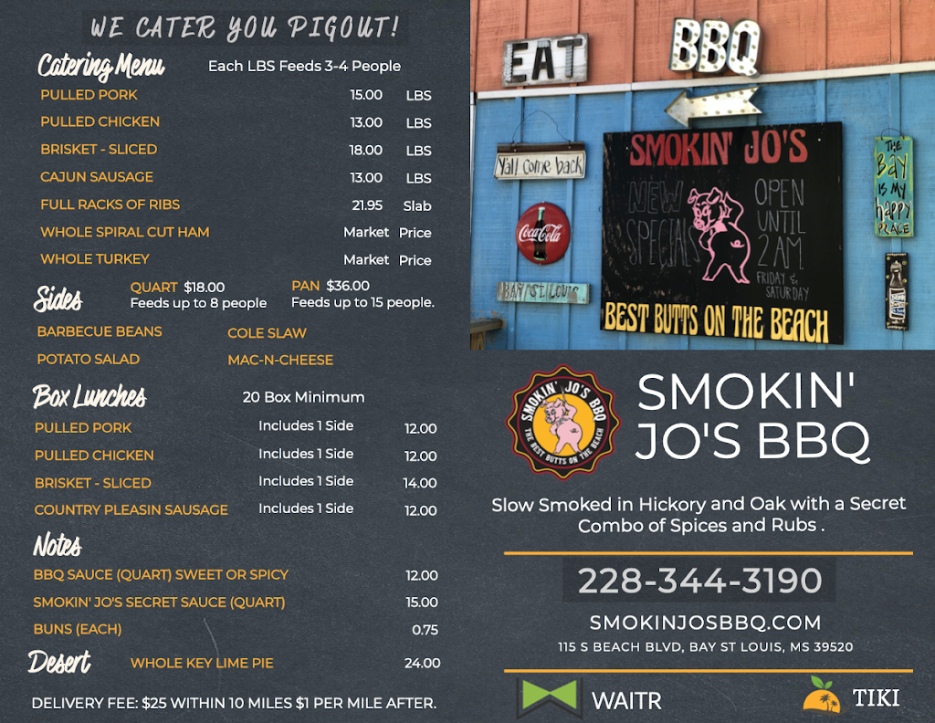 SMOKIN JOS BBQ | restaurant | 115 S Beach Blvd, Bay St Louis, MS 39520, USA | 2283443190 OR +1 228-344-3190