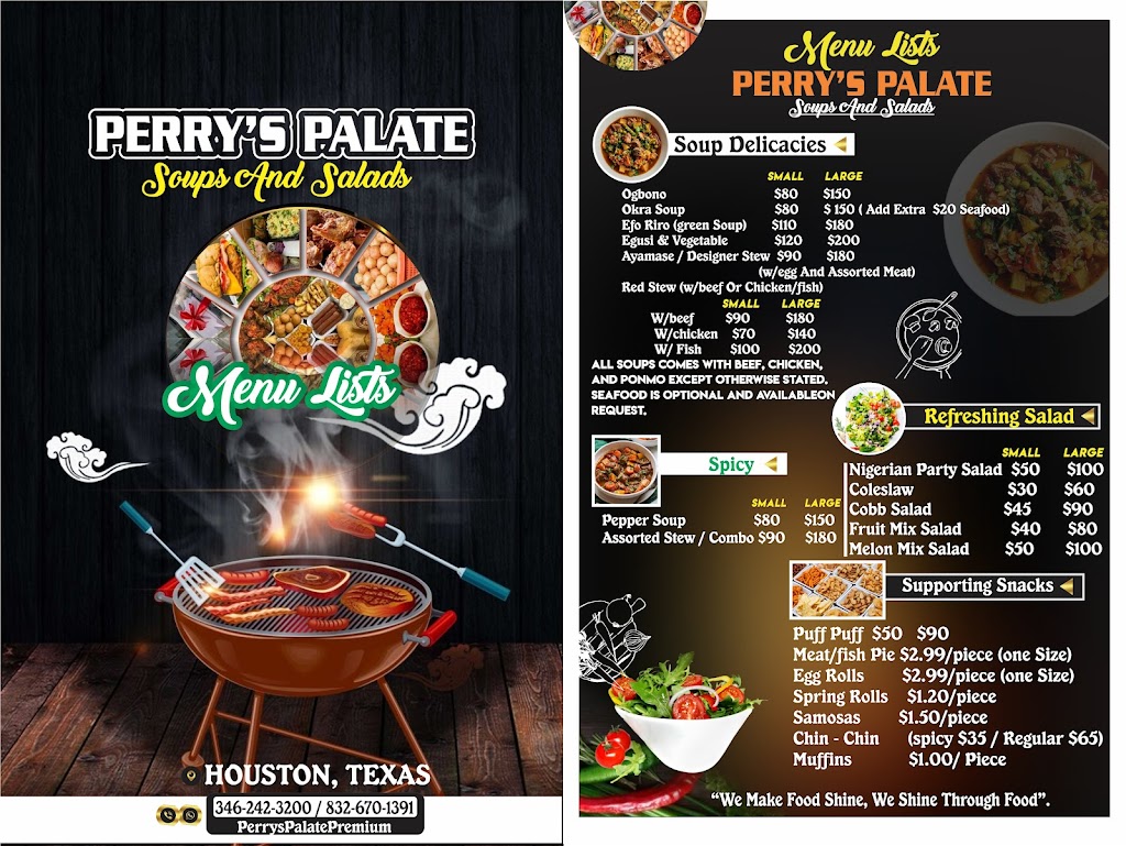 Perrys Palate | restaurant | 15250 Gray Ridge Dr #0001, Houston, TX 77082, USA | 8326701391 OR +1 832-670-1391
