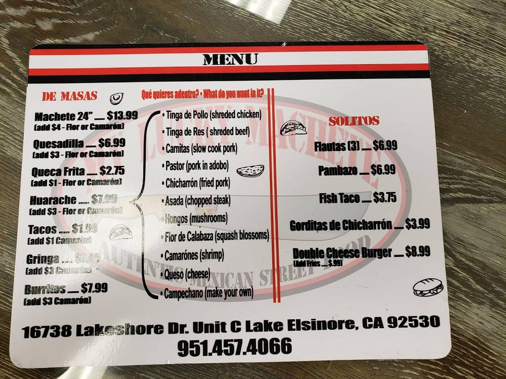 My Lucky Machete Authentic Mexican Street Food | restaurant | 16738 Lakeshore Dr, Lake Elsinore, CA 92530, USA | 9514574066 OR +1 951-457-4066