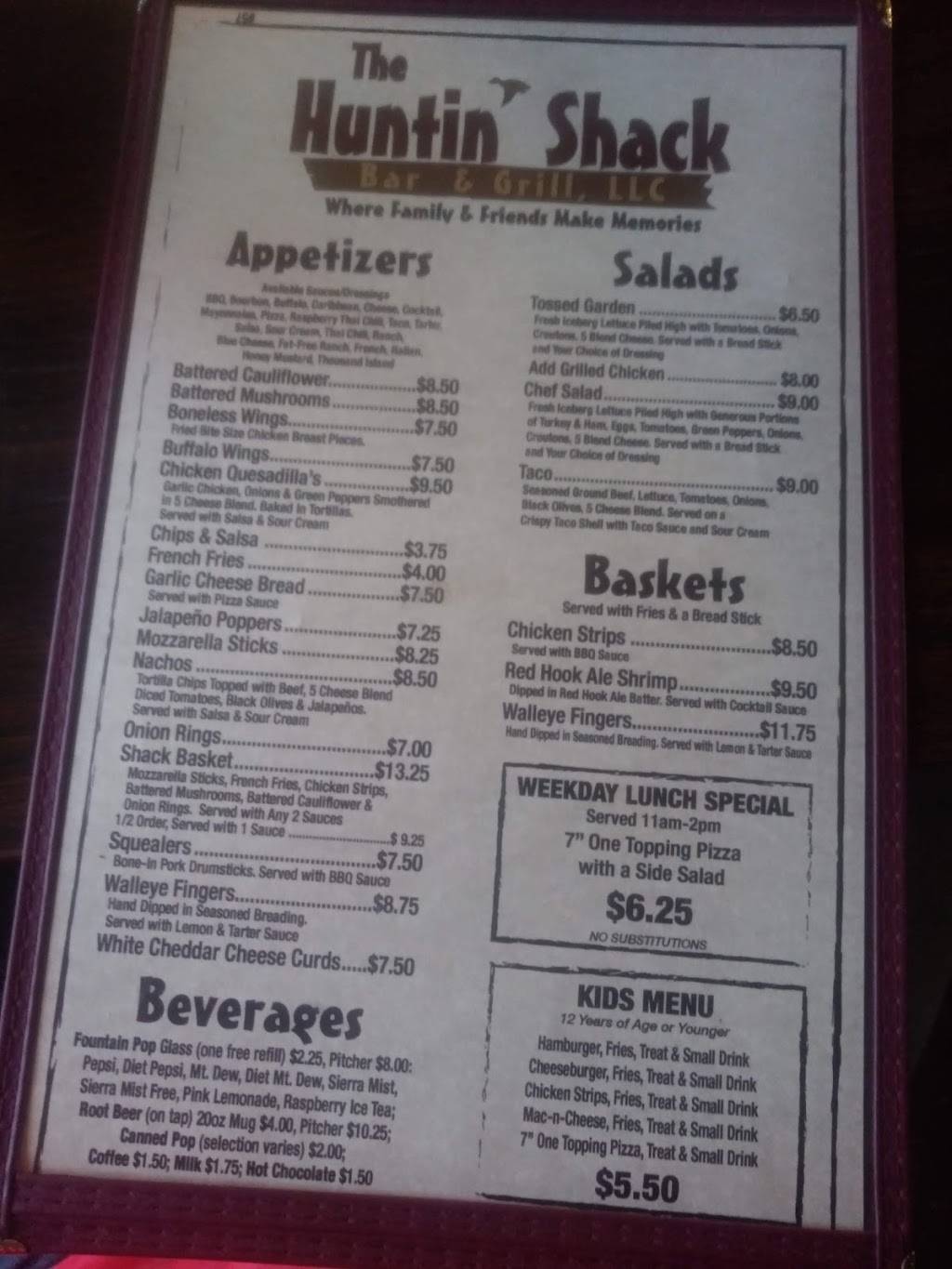 Huntin Shack | restaurant | 724 MN-210, Pillager, MN 56473, USA | 2187469420 OR +1 218-746-9420