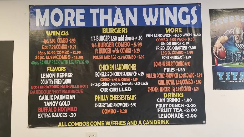 More Than Wings | restaurant | 2111 Buchanan St, Nashville, TN 37208, USA | 6159205040 OR +1 615-920-5040
