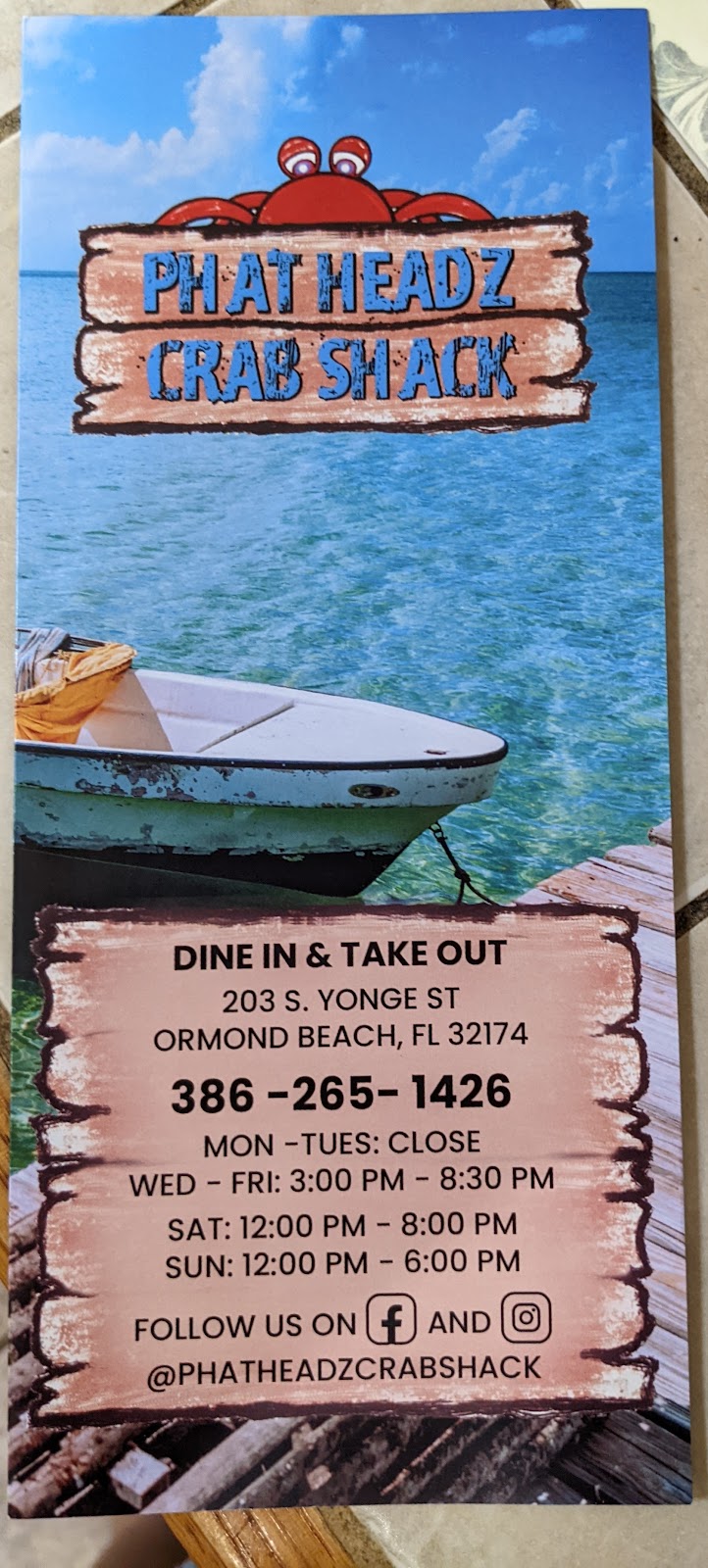 PhatHeadz Crab Shack | restaurant | 203 S Yonge St, Ormond Beach, FL 32174, USA | 3862651426 OR +1 386-265-1426
