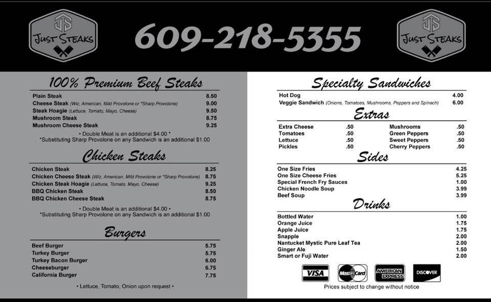 Just Steaks | restaurant | 240 Perry St, Trenton, NJ 08618, USA | 6092185355 OR +1 609-218-5355