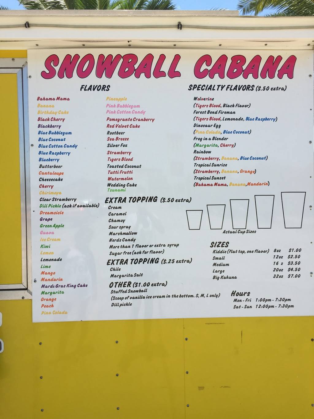 Snowball Cabana | restaurant | 15825 Hope Village Rd, Friendswood, TX 77546, USA | 8326281871 OR +1 832-628-1871