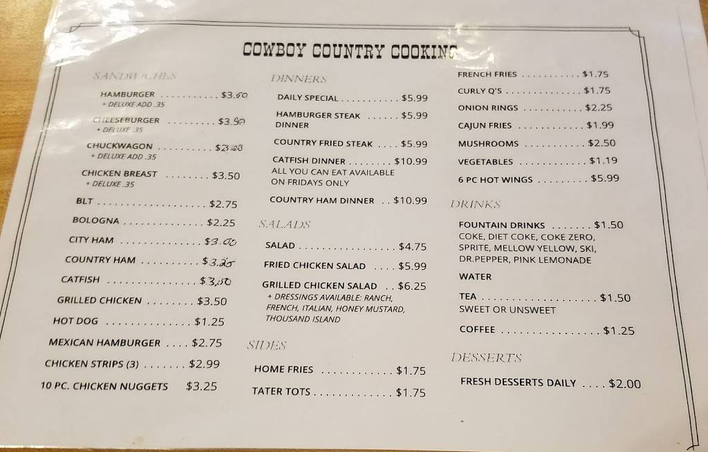 Cowboy Country Cooking | restaurant | 525 W Main St, Glasgow, KY 42141, USA | 2706511913 OR +1 270-651-1913