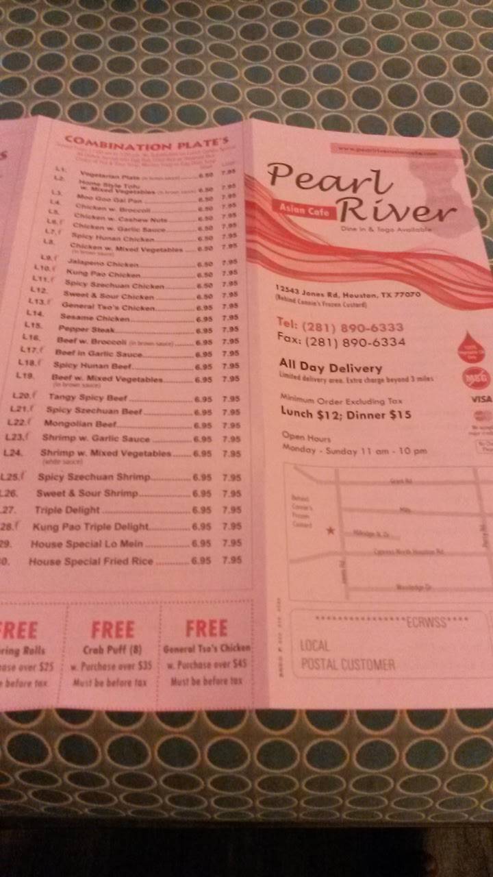 Pearl River Asian Cafe | restaurant | 12543 Jones Rd, Houston, TX 77070, USA | 2818906333 OR +1 281-890-6333