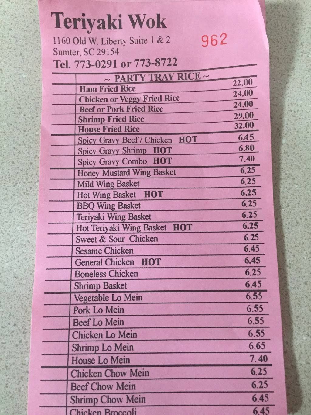 Teriyaki Wok | restaurant | 1160 Old W Liberty Street # 2 # 2, Sumter, SC 29150, USA | 8037738722 OR +1 803-773-8722