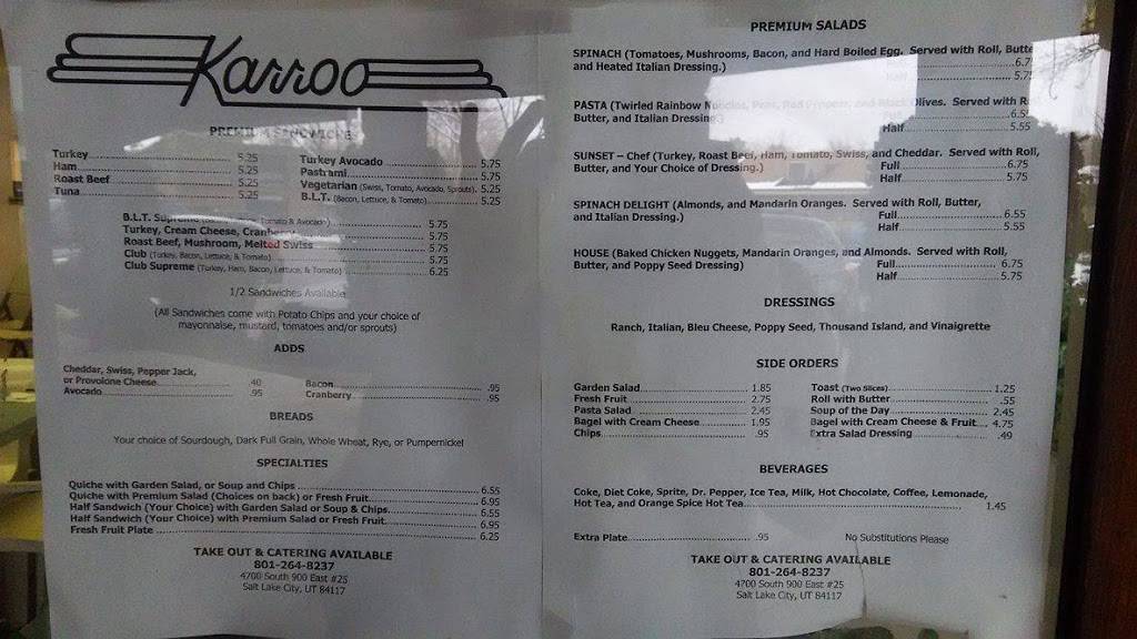 Karroo | meal takeaway | 4700 S 900 E #25, Salt Lake City, UT 84117, USA | 8012648237 OR +1 801-264-8237