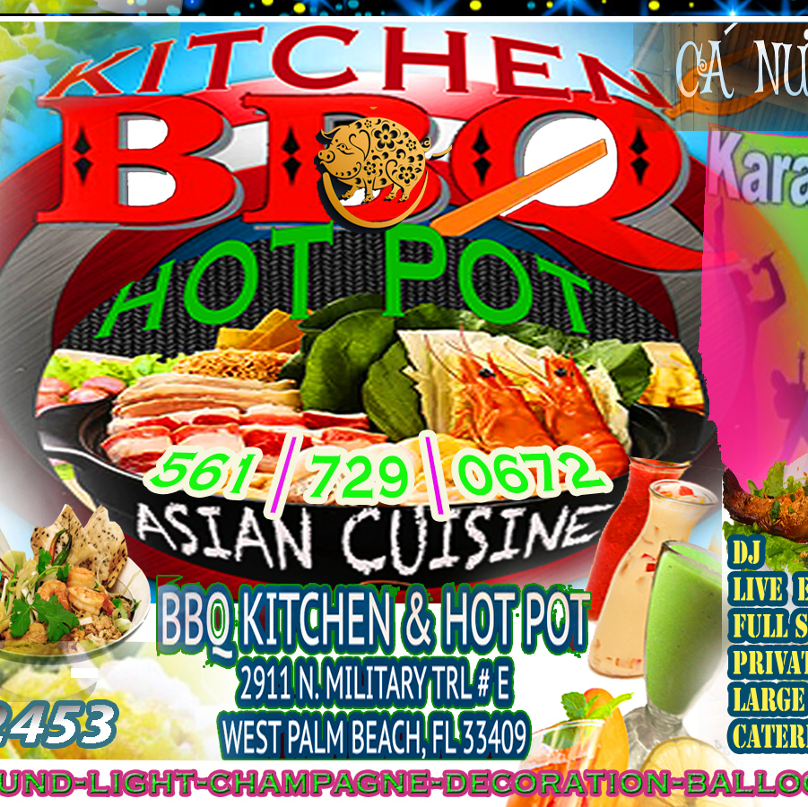 BBQ Kitchen and Hot Pot | restaurant | 2911 N Military Trl # E, West Palm Beach, FL 33409, USA | 5617290672 OR +1 561-729-0672