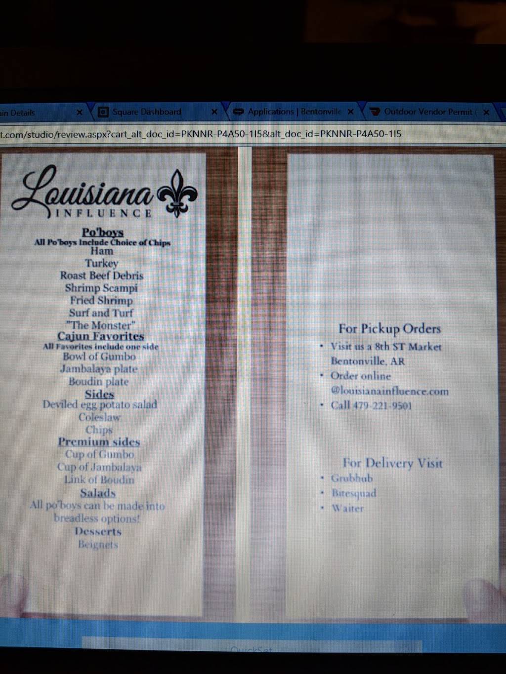 Louisiana influence | restaurant | 6409, 801 SE 8th St, Bentonville, AR 72712, USA | 4792219501 OR +1 479-221-9501