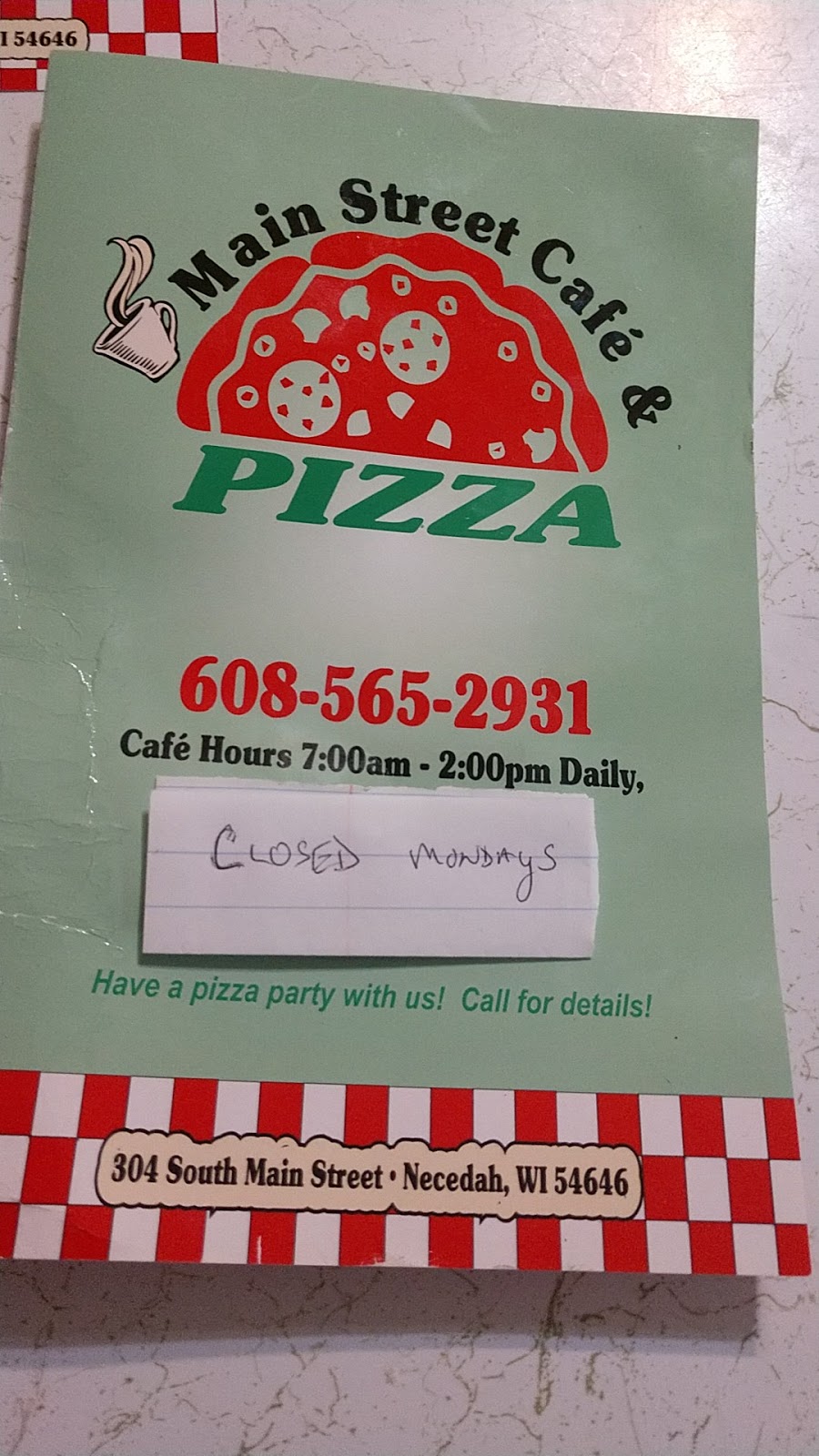 Main Street Cafe and Pizzaria | cafe | 304 S Main St, Necedah, WI 54646, USA | 6085652931 OR +1 608-565-2931