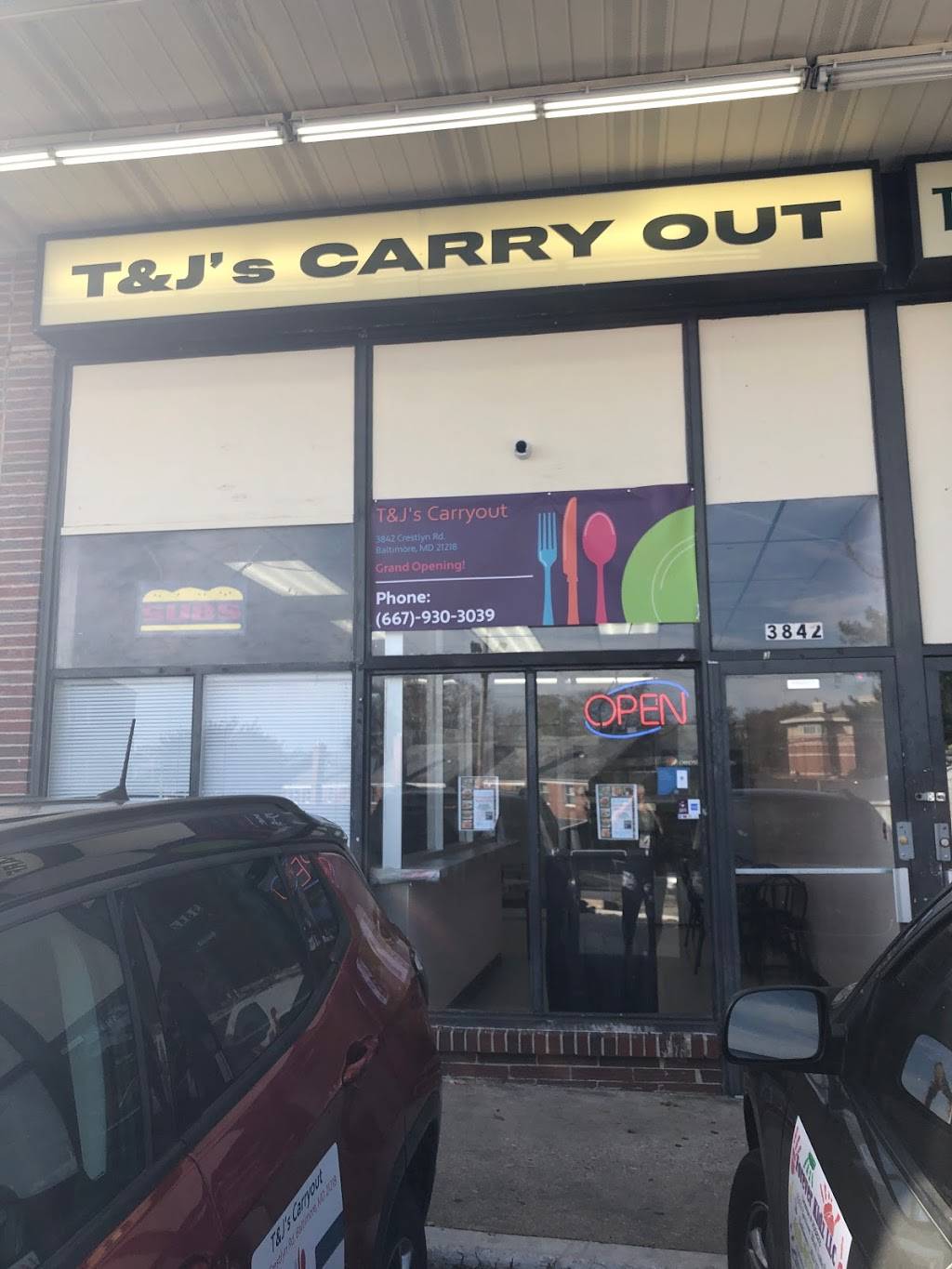 T & J’s Carryout | restaurant | 3842 Crestlyn Rd, Baltimore, MD 21218, USA | 6679303039 OR +1 667-930-3039