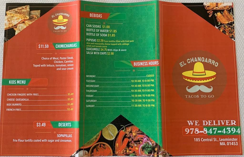 El Changarro | restaurant | 185 Central St, Leominster, MA 01453, USA | 9788474394 OR +1 978-847-4394