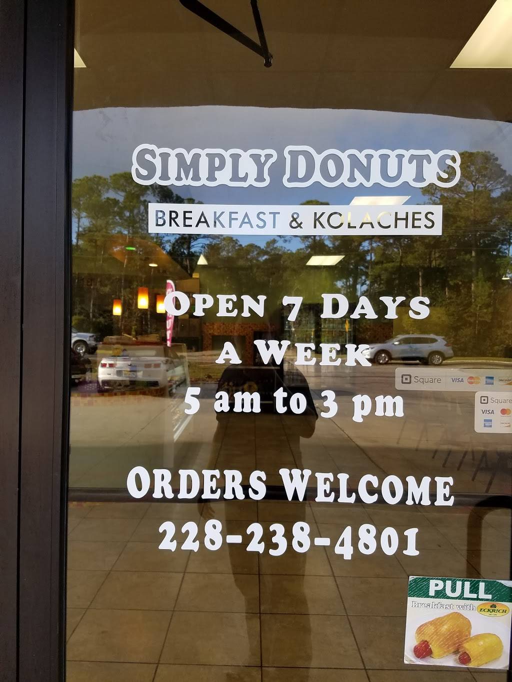 Simply Donuts | restaurant | 9005 Old Spanish Trail, Ocean Springs, MS 39564, USA | 2282384801 OR +1 228-238-4801