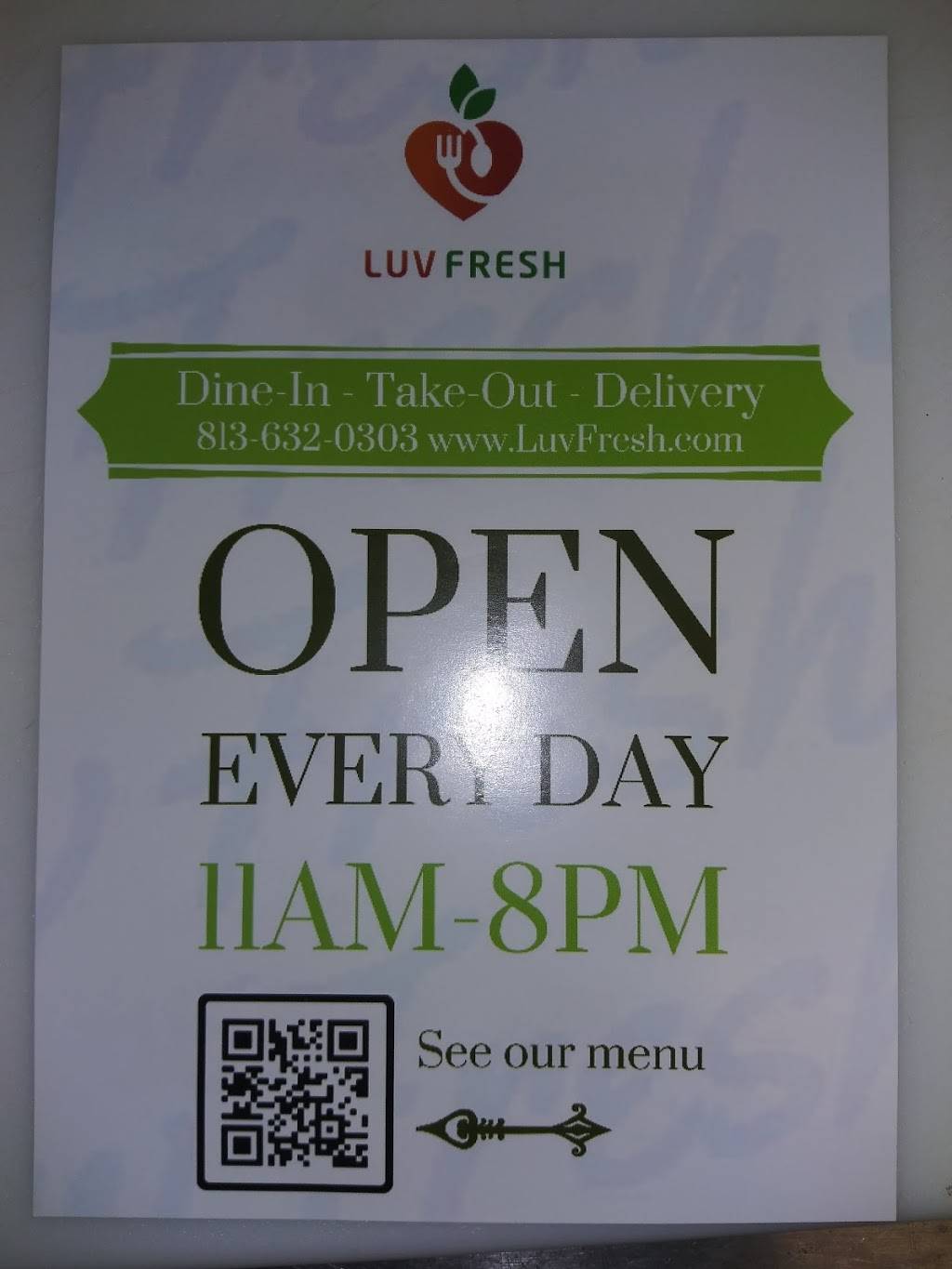 LUV FRESH | restaurant | 17503 Preserve Walk Ln Suite B, Tampa, FL 33647, USA | 8136320303 OR +1 813-632-0303