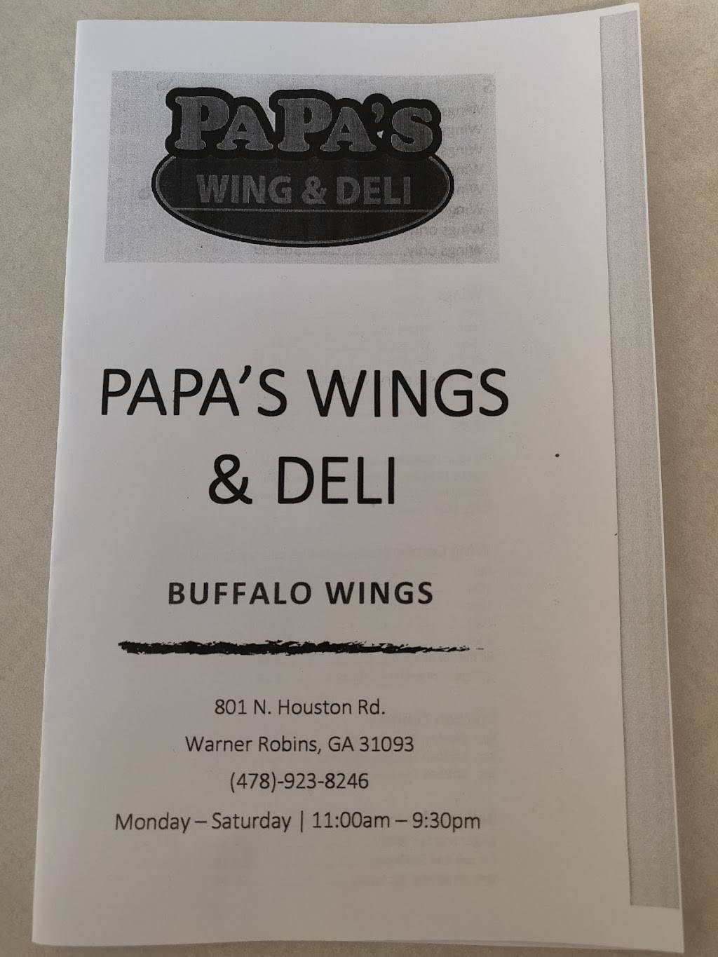 Papas Wing and Deli House | restaurant | 801 N Houston Rd, Warner Robins, GA 31093, USA | 4789238246 OR +1 478-923-8246