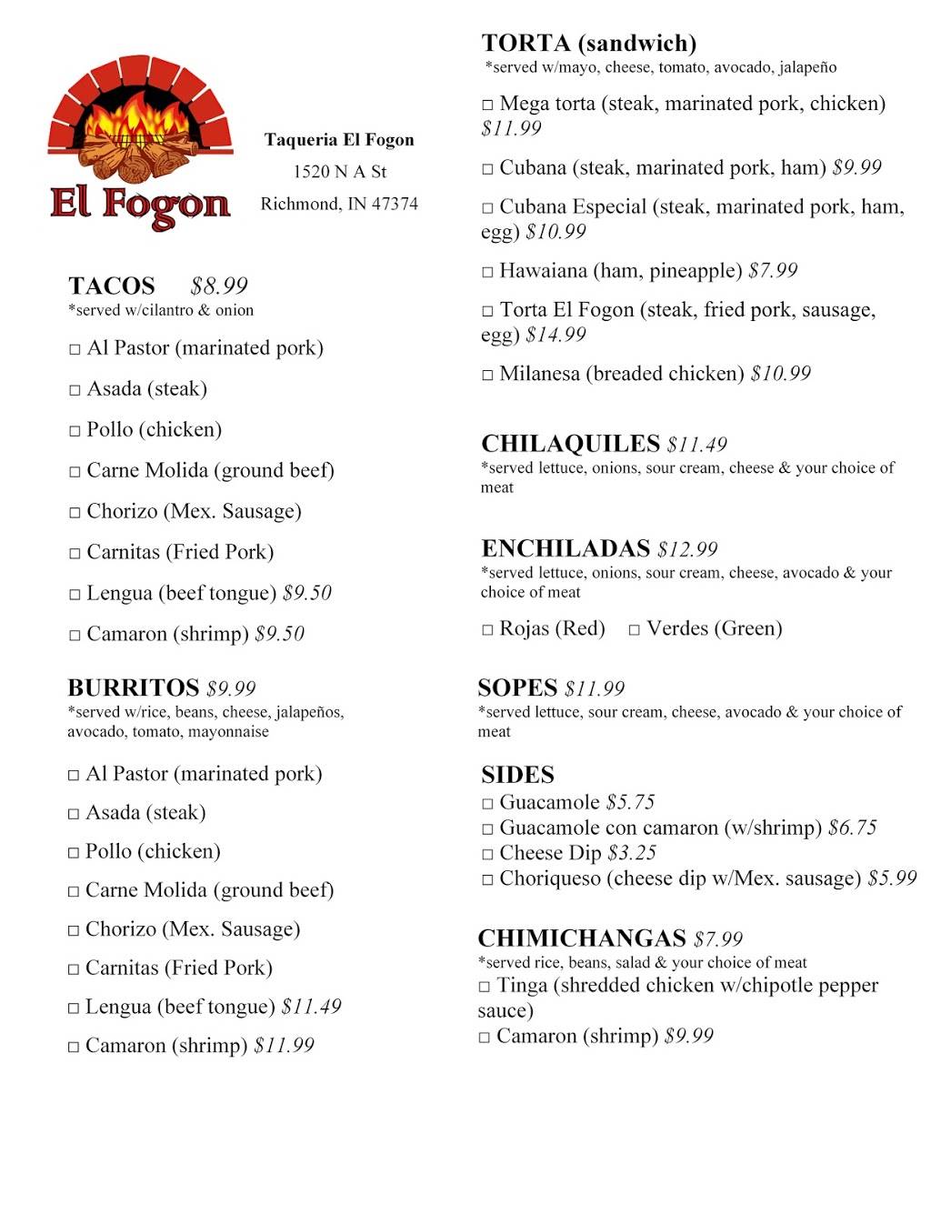 Taqueria El Fogon | restaurant | 1520 N A St, Richmond, IN 47374, USA | 7659949449 OR +1 765-994-9449