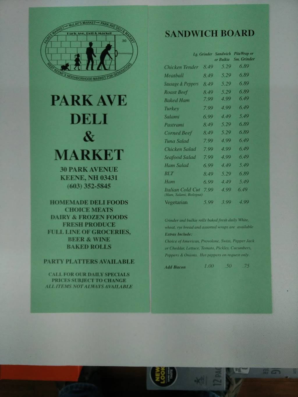 Park Ave Deli & Market | restaurant | 30 Park Ave, Keene, NH 03431, USA | 6033525845 OR +1 603-352-5845
