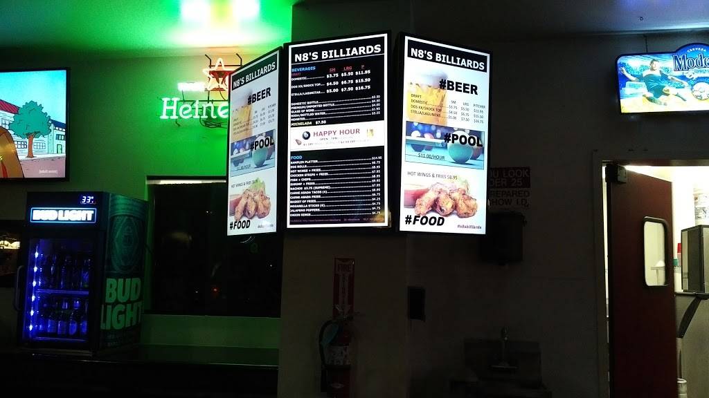 N8s Billiards | restaurant | 2507 S Euclid Ave, Ontario, CA 91762, USA | 9099837080 OR +1 909-983-7080