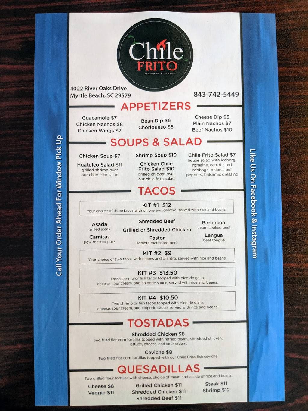 Chile Frito | restaurant | 4022 River Oaks Dr, Myrtle Beach, SC 29579, USA | 8437425449 OR +1 843-742-5449