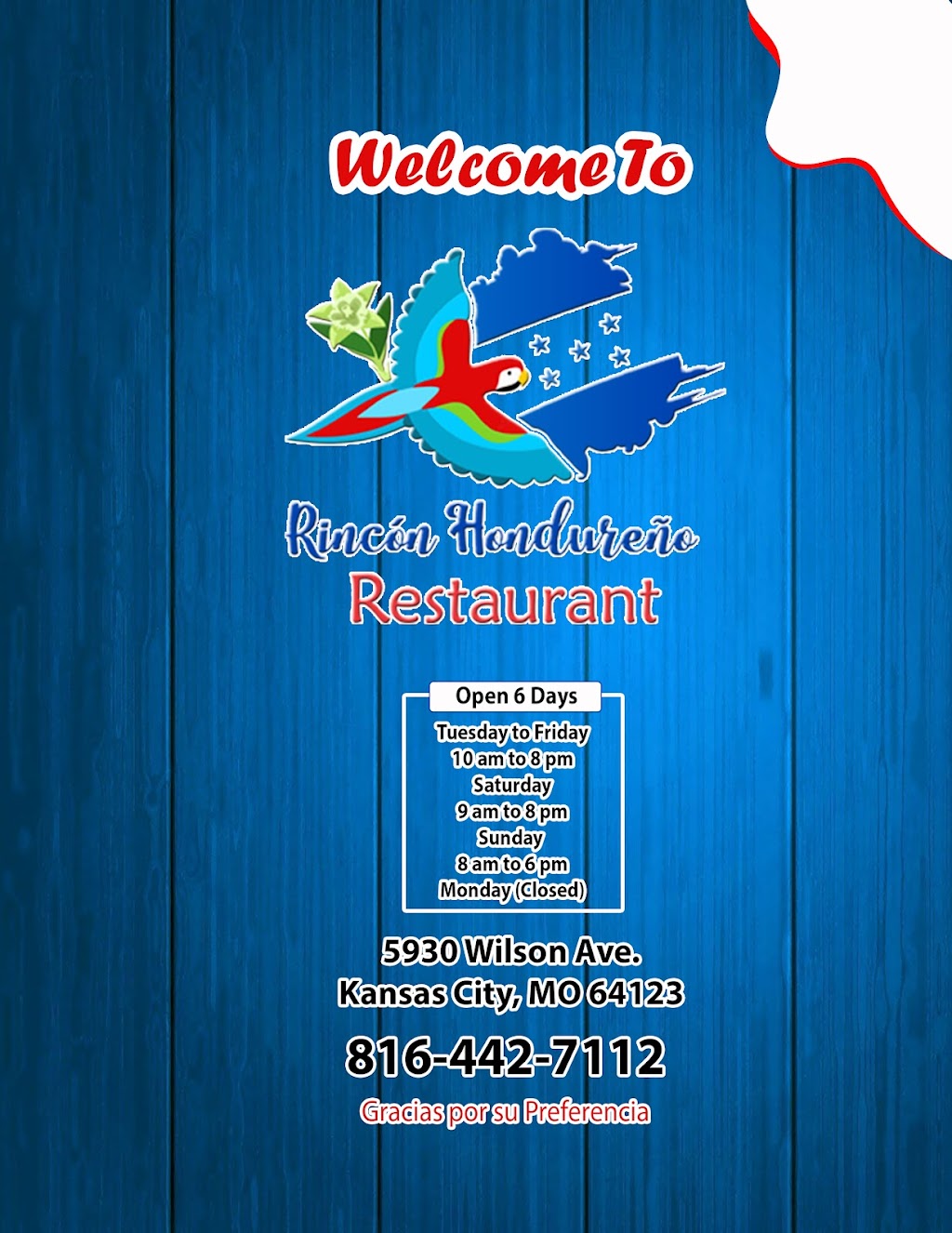 Rincon Hondureno Restaurant | restaurant | 5930 Wilson Ave, Kansas City, MO 64123, USA | 8164427112 OR +1 816-442-7112