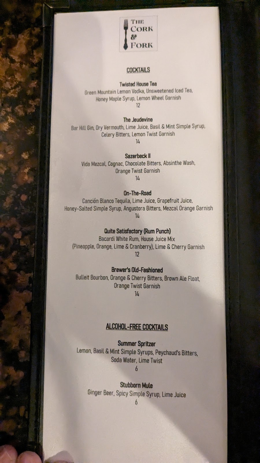 The Cork & Fork | restaurant | 41 S Main St, Hardwick, VT 05843, USA | 8024727654 OR +1 802-472-7654