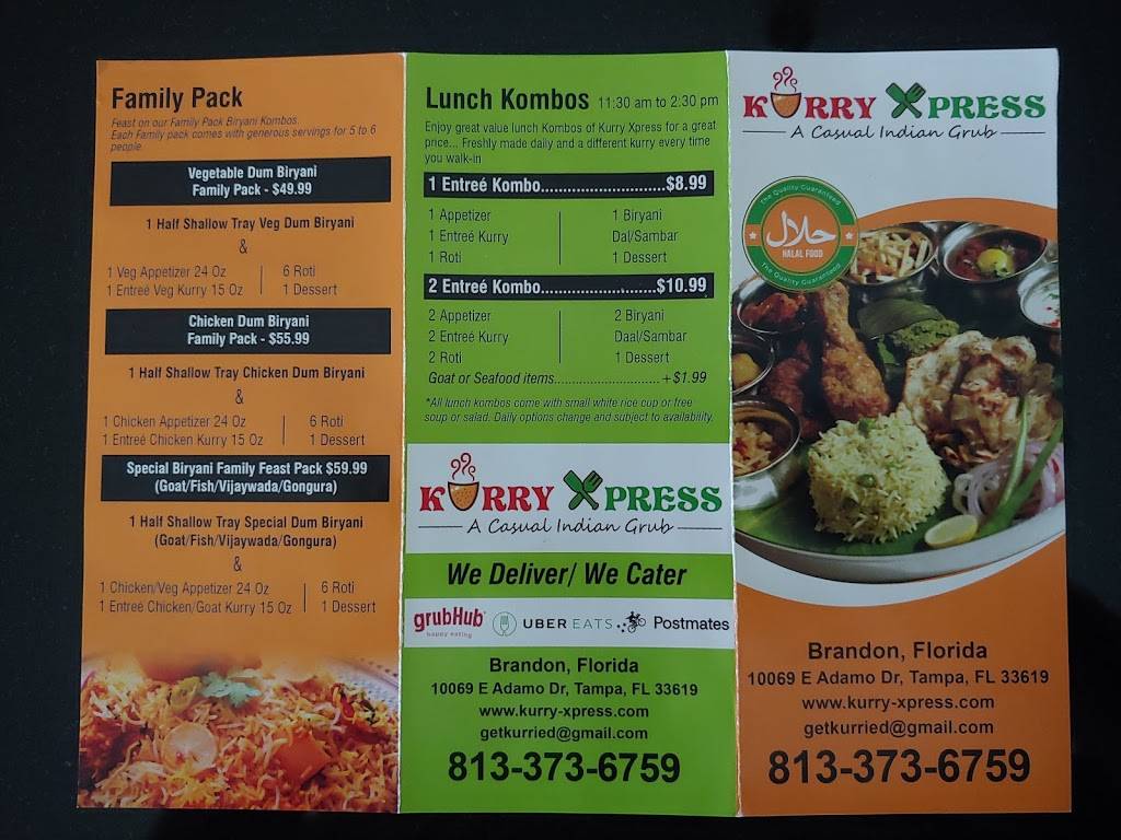 Kurry Xpress | restaurant | 10069 E Adamo Dr, Tampa, FL 33619, USA | 8133736759 OR +1 813-373-6759