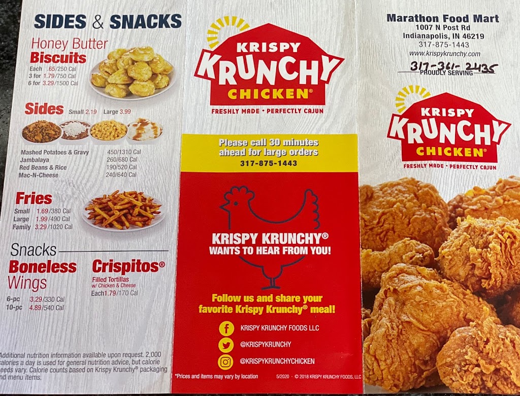 Krispy krunchy Chicken | restaurant | 1007 N Post Rd, Indianapolis, IN 46219, USA | 3173612435 OR +1 317-361-2435