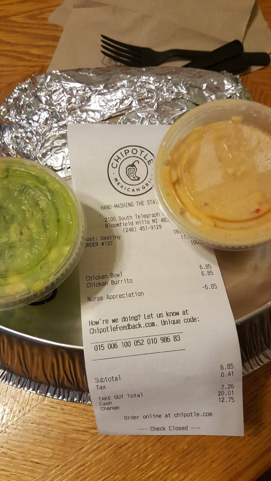 Chipotle Mexican Grill | restaurant | 2100 S Telegraph Rd, Bloomfield Hills, MI 48302, USA | 2484519129 OR +1 248-451-9129