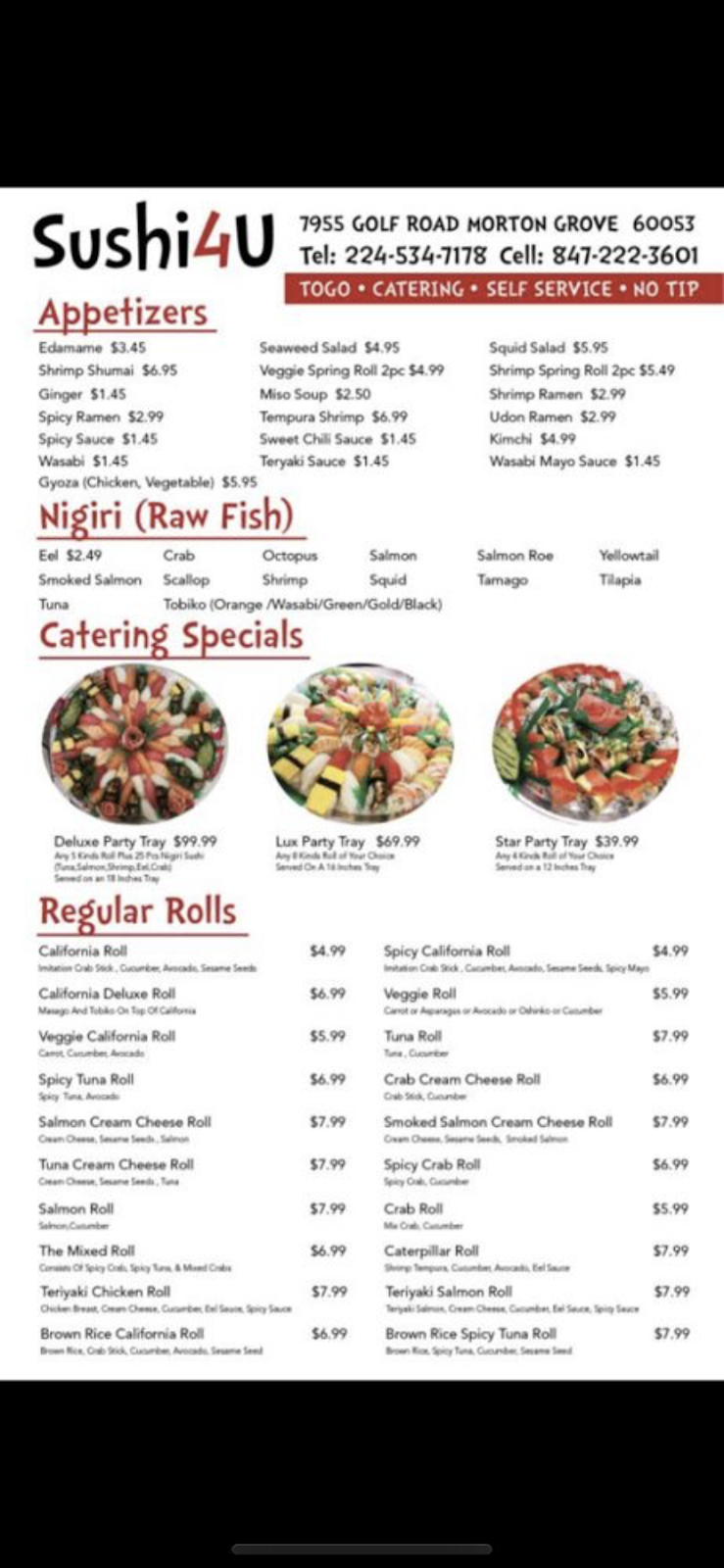 Sushi 4 U | restaurant | 7955 Golf Rd, Morton Grove, IL 60053, USA | 2245347178 OR +1 224-534-7178