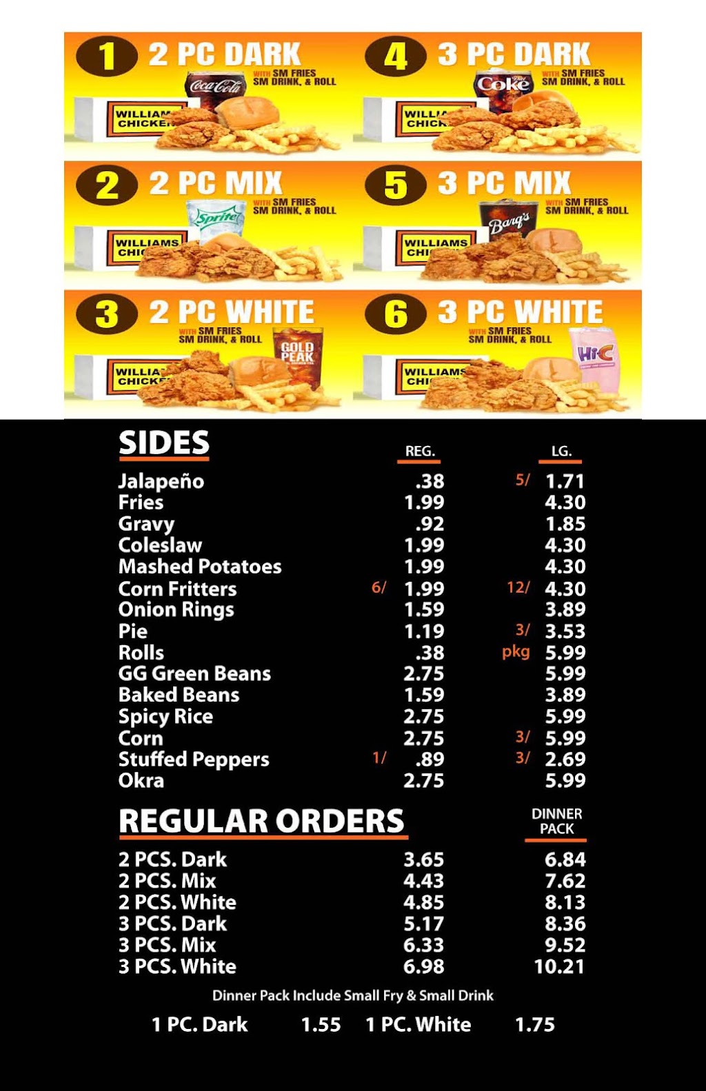 Williams Chicken | restaurant | 901 W Arbrook Blvd, Arlington, TX 76015, USA | 8174194001 OR +1 817-419-4001