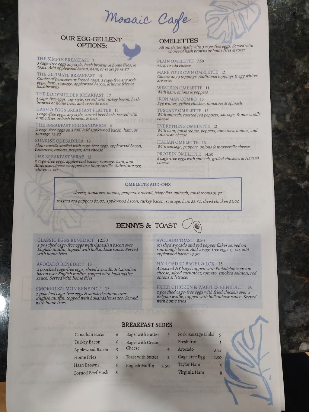 Mosaic Cafe | restaurant | 3030 Route 9, South St, Old Bridge, NJ 08857, USA | 7326791599 OR +1 732-679-1599