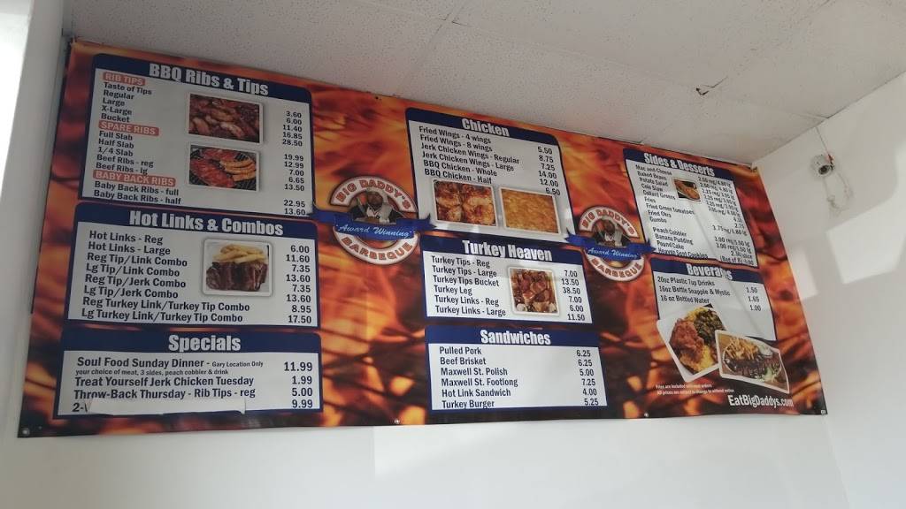 Big Daddys BBQ | restaurant | 1944, 6823 Grand Ave, Hammond, IN 46323, USA | 2198030389 OR +1 219-803-0389