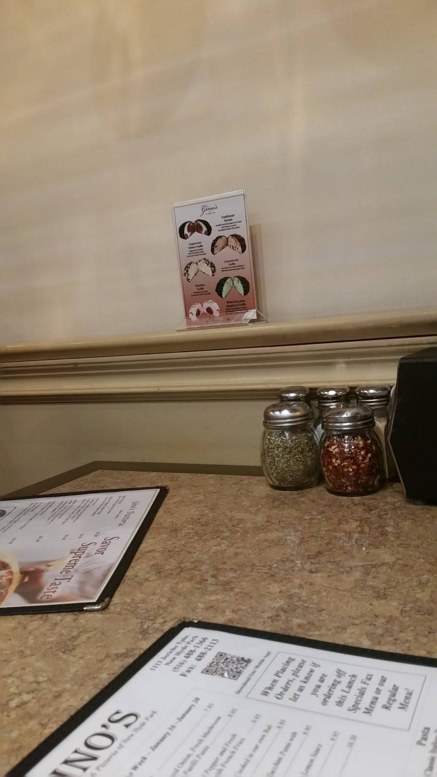 Ginos Trattoria & Pizzeria of New Hyde Park | restaurant | 1113 Jericho Turnpike, New Hyde Park, NY 11040, USA | 5164881366 OR +1 516-488-1366